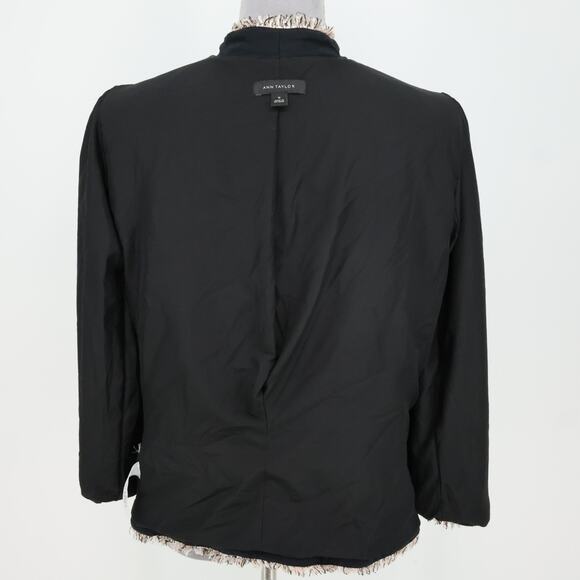 Ann Taylor Jacket Womens 16 Beige Ivory Double Breasted Fringe Lined Blazer - Picture 9 of 16
